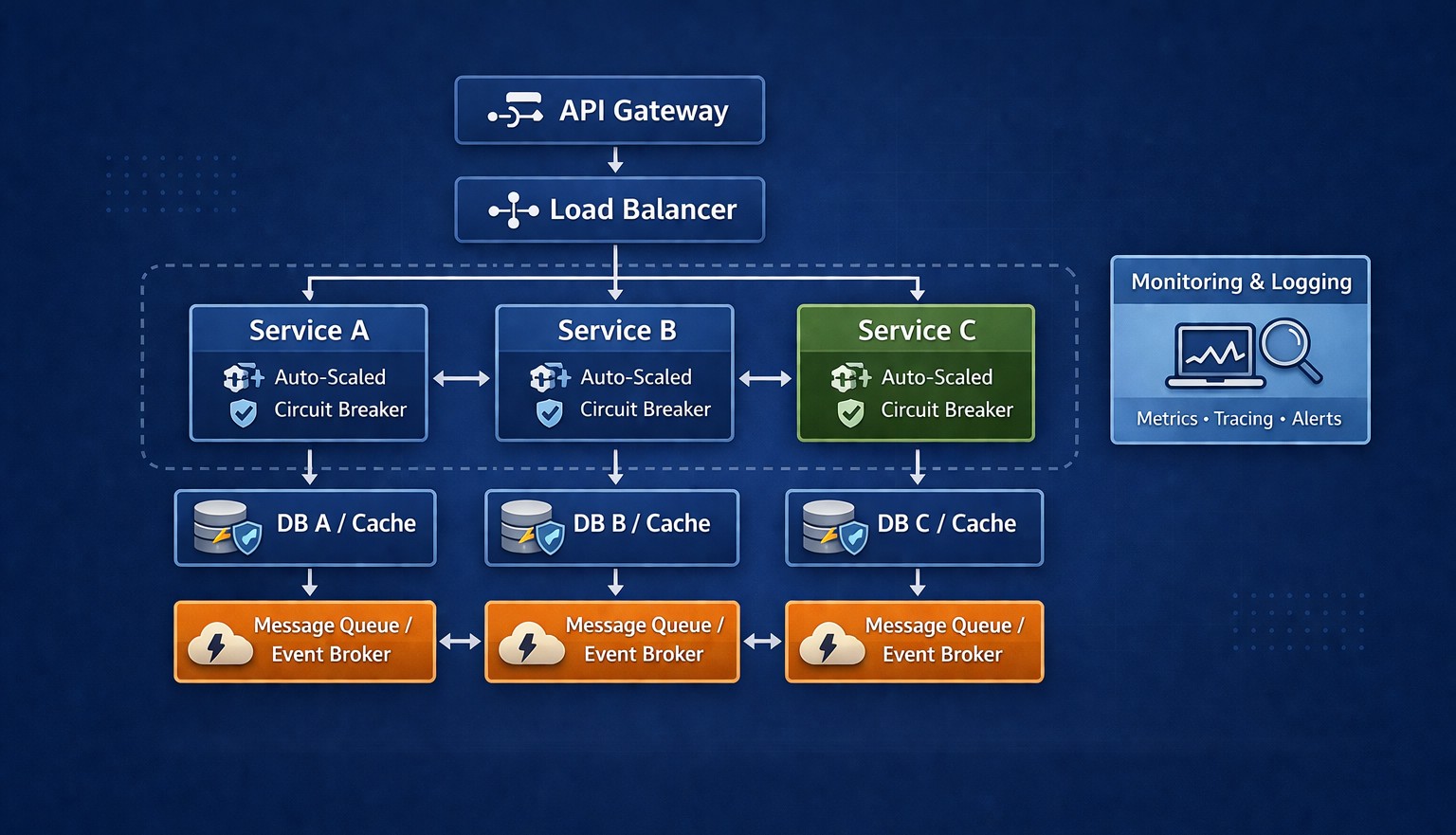 Microservices architecture for peak traffic management
